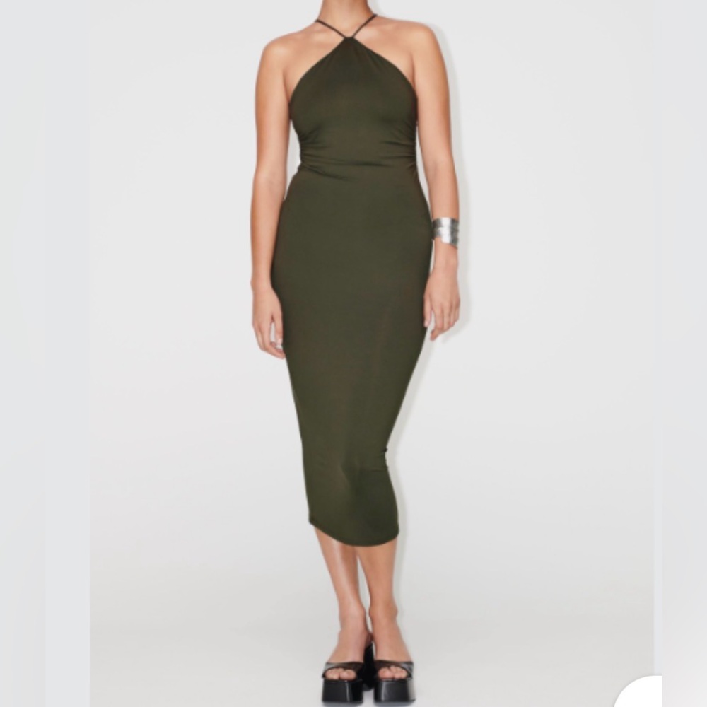 NWT Zara Green Midi Halter Dress